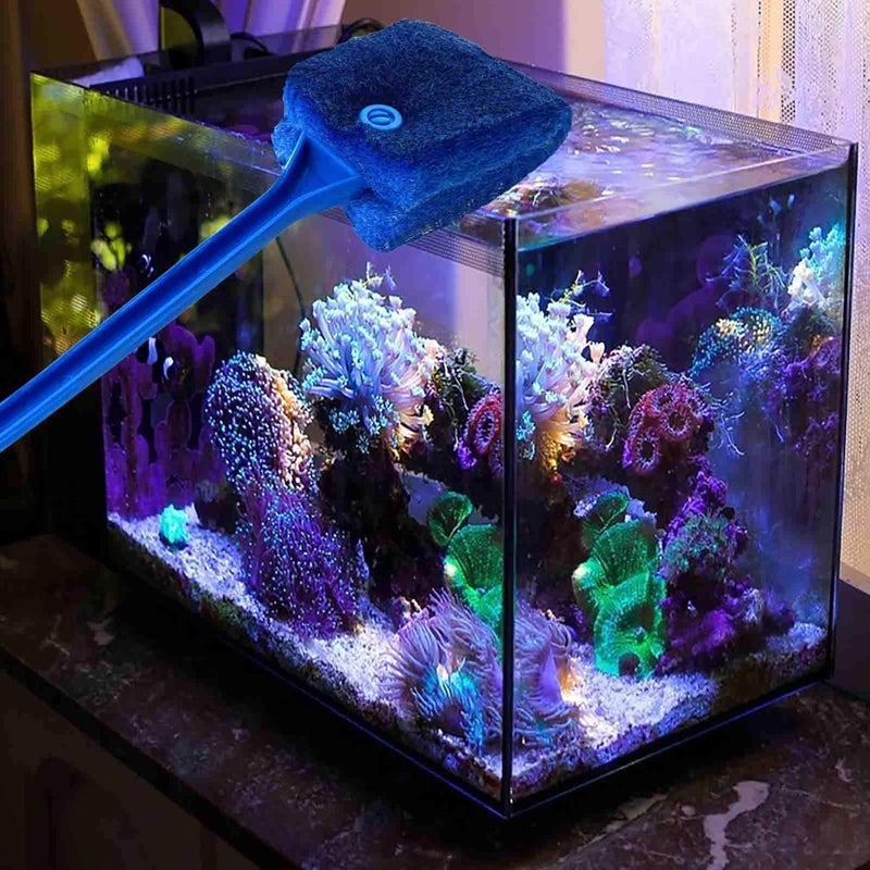 AOODOOM 3 PCS Double-Sided Aquarium Fish Tank Algae Cleaning Brush with Non-Slip Handle, Sponge Scrubber Cleaner for Glass Aquariums and Home Kitchen - Image 3